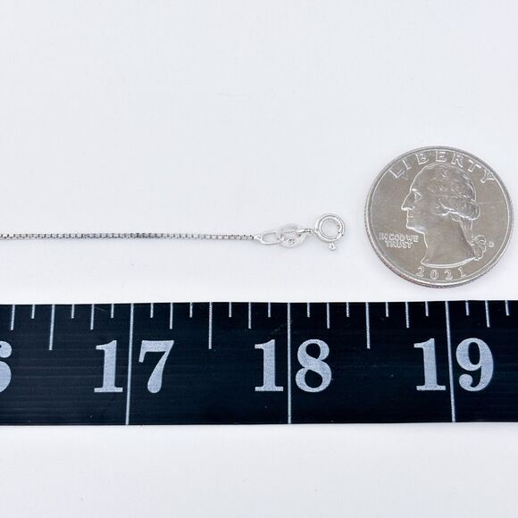 Vintage SU Italy Sterling Silver 925 0.9mm Box Chain Necklace 18” - Picture 2 of 3